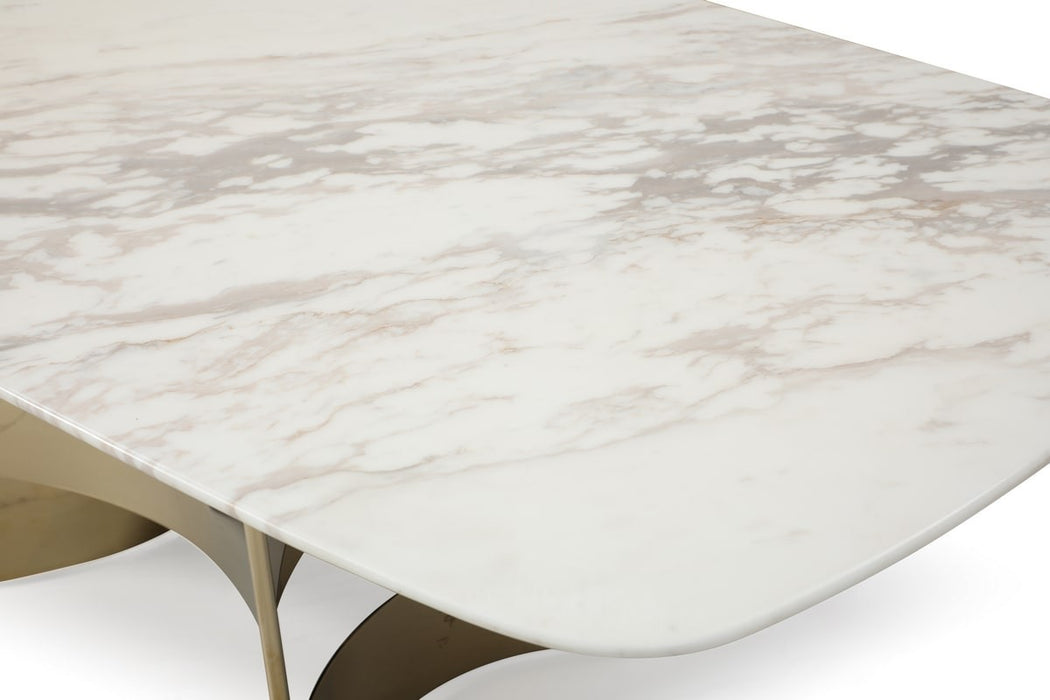VIG Furniture - Modrest Marmot - White Marble and Rose Gold Dining Table - VGVCT005-22-WHT - GreatFurnitureDeal