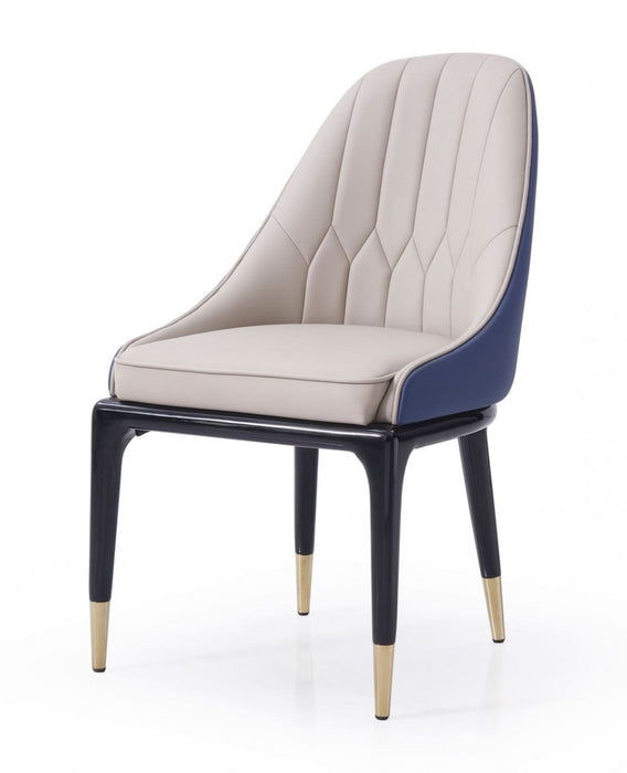 VIG Furniture - Modrest Marco - Modern Glam Beige & Blue Dining Chair - VGVCB1869-BLU-DC - GreatFurnitureDeal