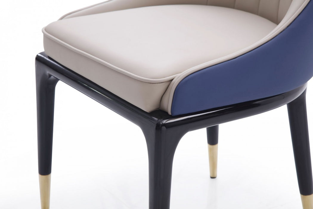 VIG Furniture - Modrest Marco - Modern Glam Beige & Blue Dining Chair - VGVCB1869-BLU-DC - GreatFurnitureDeal