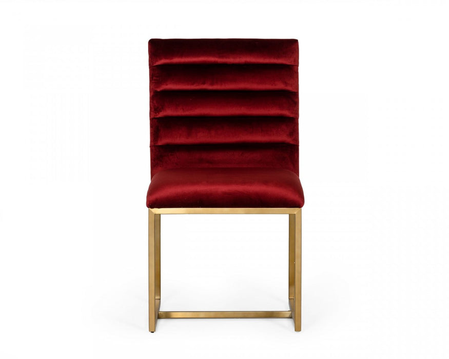 VIG Furniture - Modrest Barker - Modern Red & Brush Gold Dining Chair (set of 2) - VGGMDC-1251A - GreatFurnitureDeal