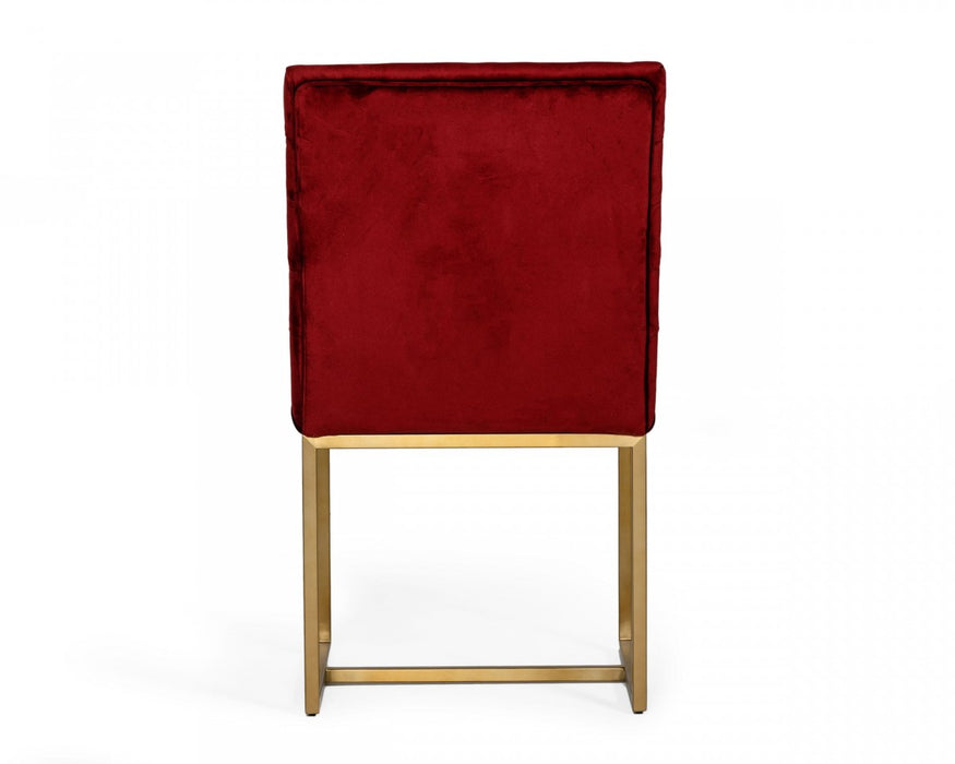 VIG Furniture - Modrest Barker - Modern Red & Brush Gold Dining Chair (set of 2) - VGGMDC-1251A