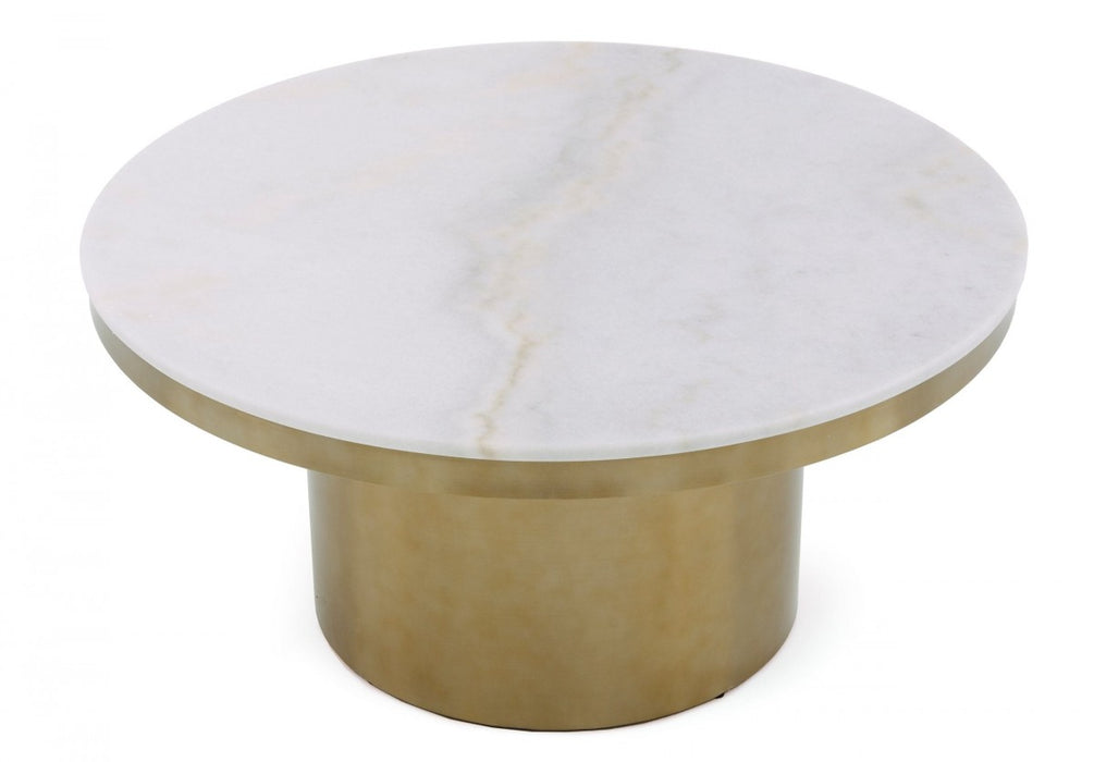 VIG Furniture - Modrest Rocky - Glam White & Gold Coffee Table - VGGMM-CT-1360A