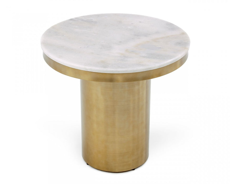 VIG Furniture - Modrest Rocky - Glam White & Gold End Table - VGGMM-ET-1360A - GreatFurnitureDeal