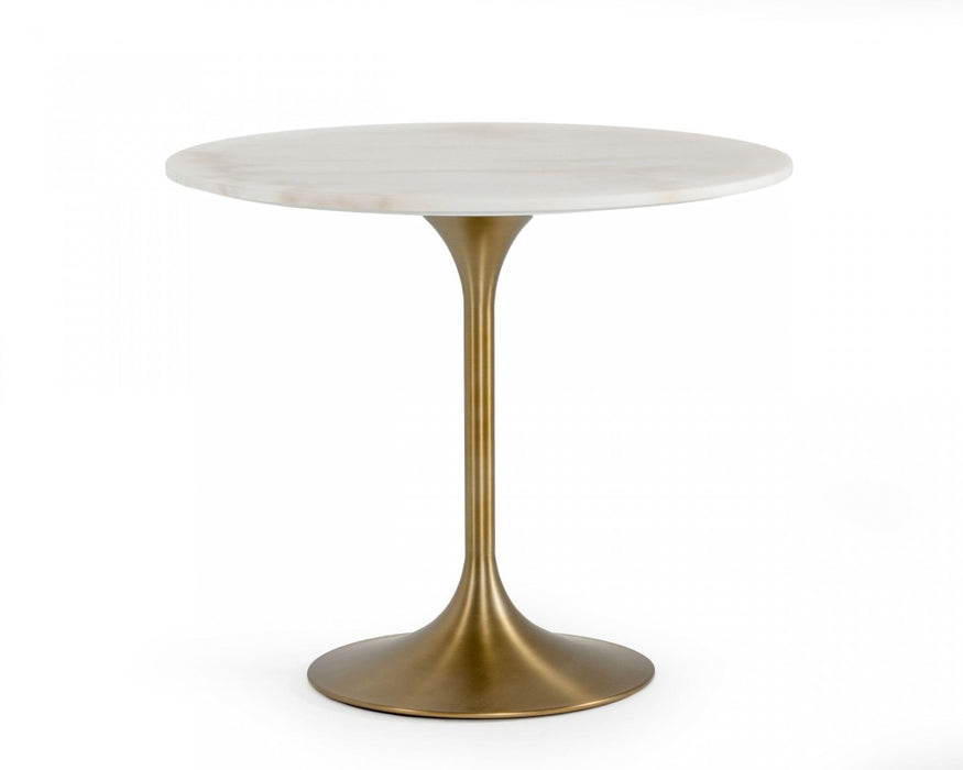 VIG Furniture - Modrest Collins - Glam White Marble & Gold Dining Table - VGGMM-DT-1089