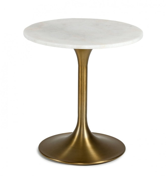 VIG Furniture - Modrest Collins - Glam White Marble & Gold End Table - VGGMM-ET-1089A