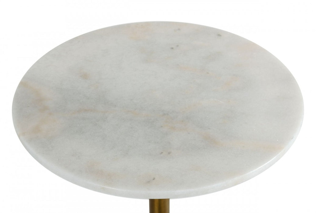 VIG Furniture - Modrest Collins - Glam White Marble & Gold End Table - VGGMM-ET-1089A