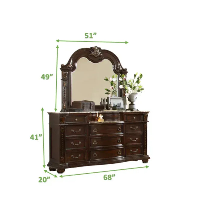 GFD Home - Roma 4 Pc King Bed Dark Walnut - GreatFurnitureDeal