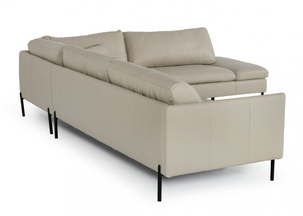 VIG Furniture - Divani Casa Sherry - Modern Grey RAF Chaise Leather Sectional Sofa - VGKKKF.1061Z-GRY-RAF-SECT