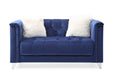 GFD Home - Russell Tufted Upholstery 2 Pc Living Room Set Finished in Velvet Fabric in Blue - GreatFurnitureDeal