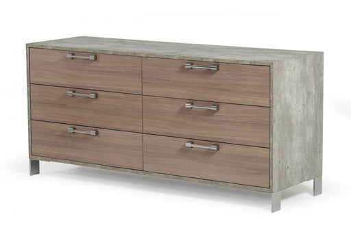 VIG Furniture - Nova Domus Boston Modern Brown Oak & Brushed Stainless Steel Dresser - VGANBOSTON-DRS - GreatFurnitureDeal