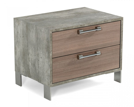 VIG Furniture - Nova Domus Boston Modern Brown Oak & Brushed Stainless Steel Nightstand - VGANBOSTON-NS - GreatFurnitureDeal