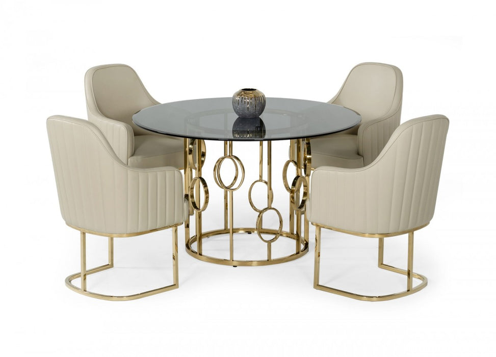 VIG Furniture - Modrest Filbert - Modern Smoked Glass & Champagne Gold Dining Table - VGZAT122-GOLD-DT - GreatFurnitureDeal