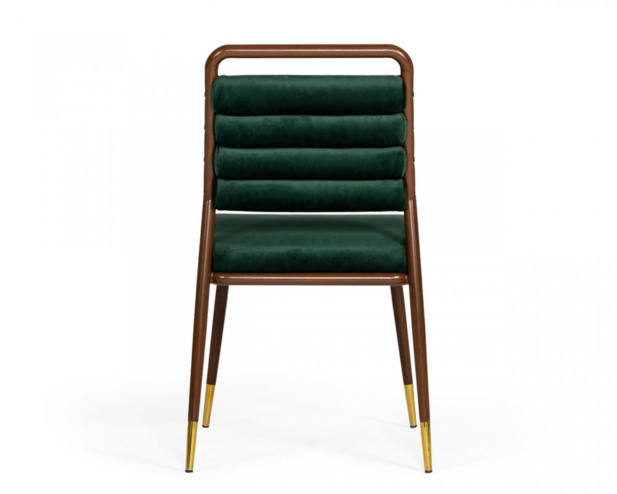 VIG Furniture - Modrest Biscay Modern Dark Green & Walnut Steel Dining Chair - VGEUMC-9697CH-GRN