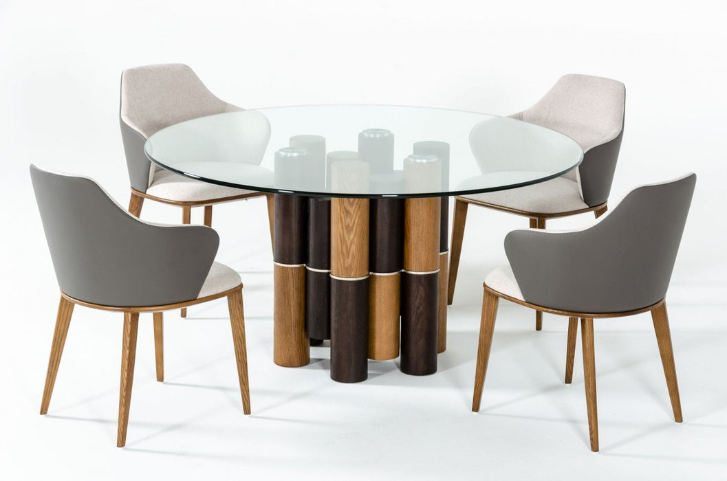 VIG Furniture - Modrest Greta - Modern Glass & Walnut Dining Table - VGCSRT-19070-WAL-DT