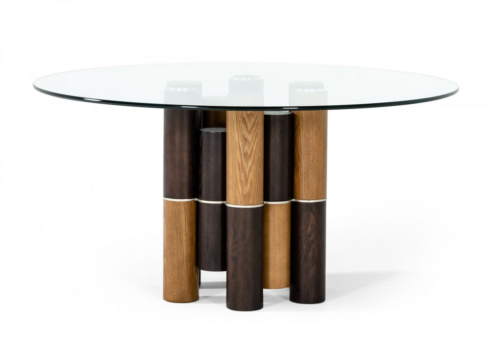 VIG Furniture - Modrest Greta - Modern Glass & Walnut Dining Table - VGCSRT-19070-WAL-DT - GreatFurnitureDeal