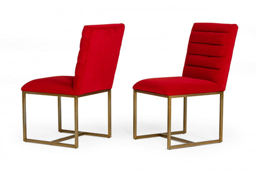 VIG Furniture - Modrest Barker - Modern Burnt Orange & Brush Gold Dining Chair (Set of 2) - VGGMDC-1251A-ORG - GreatFurnitureDeal