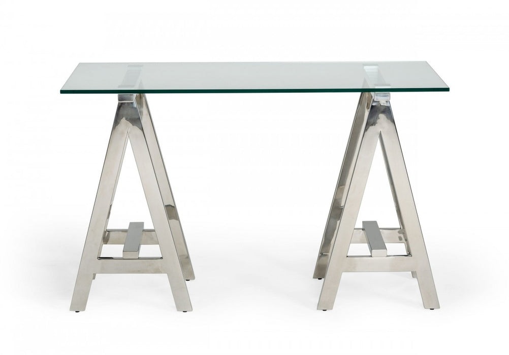 VIG Furniture - Modrest Ostrow - Modern Glass & Stainless Steel Console Table - VGGMCP-705-CT