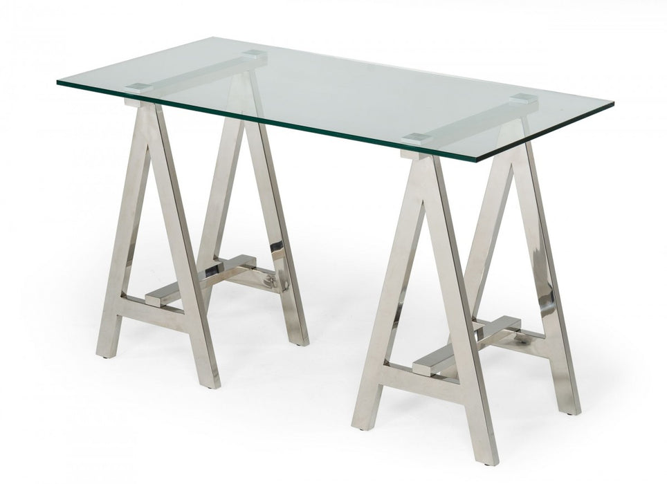 VIG Furniture - Modrest Ostrow - Modern Glass & Stainless Steel Console Table - VGGMCP-705-CT