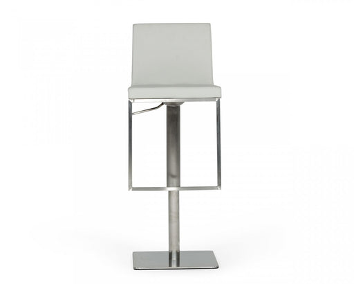 VIG Furniture - Modrest Folsum Modern Light Grey & Brushed Stainless Steel Bar Stool - VGHR5040GB-1-LTGRY-BS - GreatFurnitureDeal