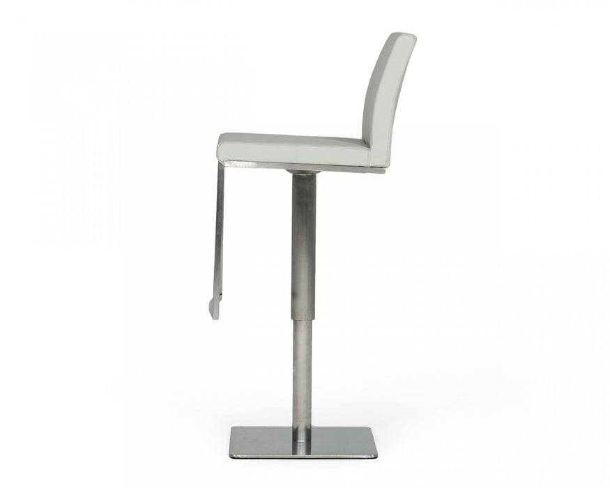 VIG Furniture - Modrest Folsum Modern Light Grey & Brushed Stainless Steel Bar Stool - VGHR5040GB-1-LTGRY-BS
