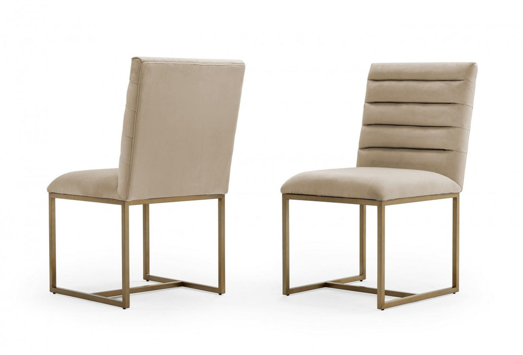 VIG Furniture - Modrest Barker Modern Beige & Brush Gold Dining Chair (Set of 2) - VGGMDC-1251A-DC - GreatFurnitureDeal