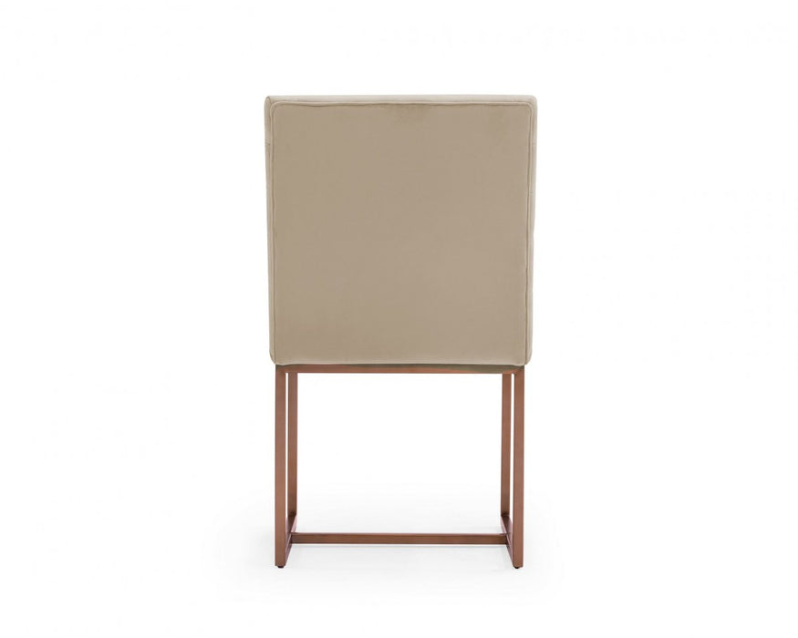 VIG Furniture - Modrest Barker Modern Beige & Brush Gold Dining Chair (Set of 2) - VGGMDC-1251A-DC - GreatFurnitureDeal