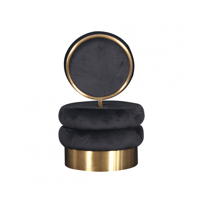 VIG Furniture - Modrest Fleming Modern Black Velvet & Gold Accent Chair - VGMFOC-2199-BLK-CH