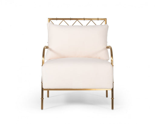 VIG Furniture - Divani Casa Ignacio Glam White Velvet & Gold Accent Chair - VGMFOC-2211-WHT-CH - GreatFurnitureDeal