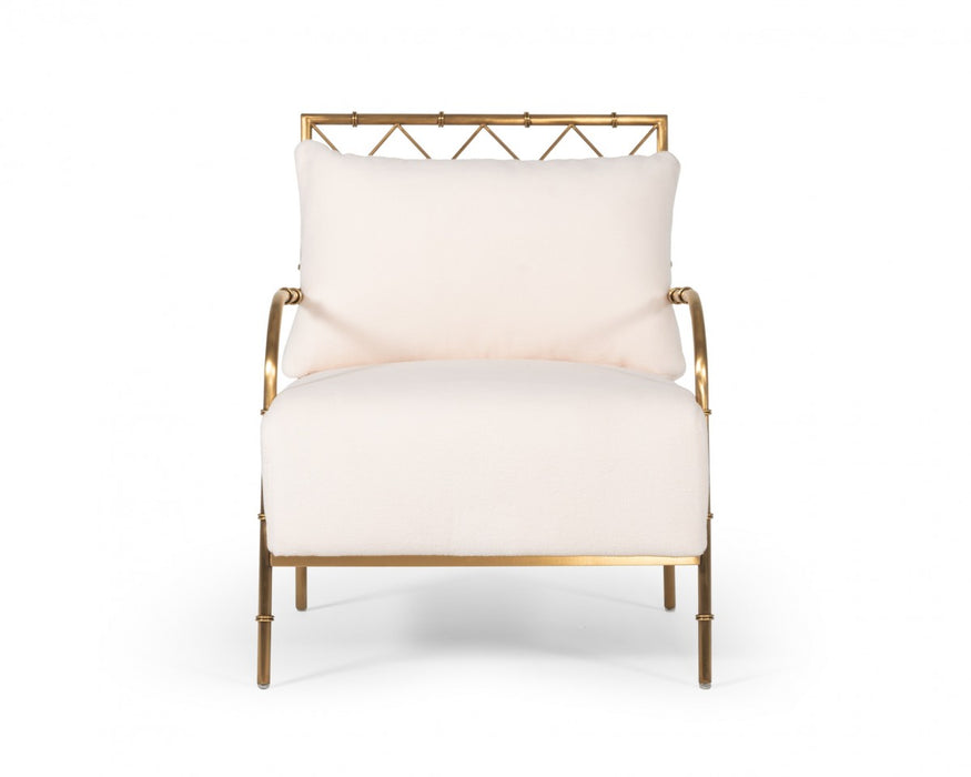 VIG Furniture - Divani Casa Ignacio Glam White Velvet & Gold Accent Chair - VGMFOC-2211-WHT-CH