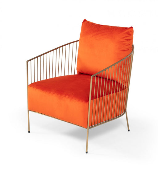 VIG Furniture - Modrest Loveland Glam Orange Velvet Accent Chair - VGMFOC-2214-CH - GreatFurnitureDeal
