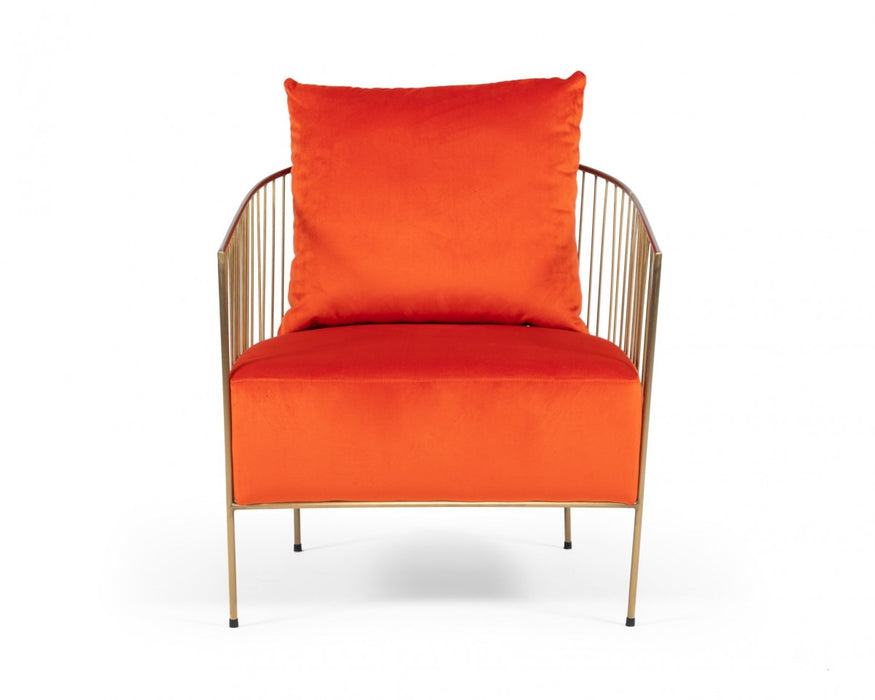 VIG Furniture - Modrest Loveland Glam Orange Velvet Accent Chair - VGMFOC-2214-CH
