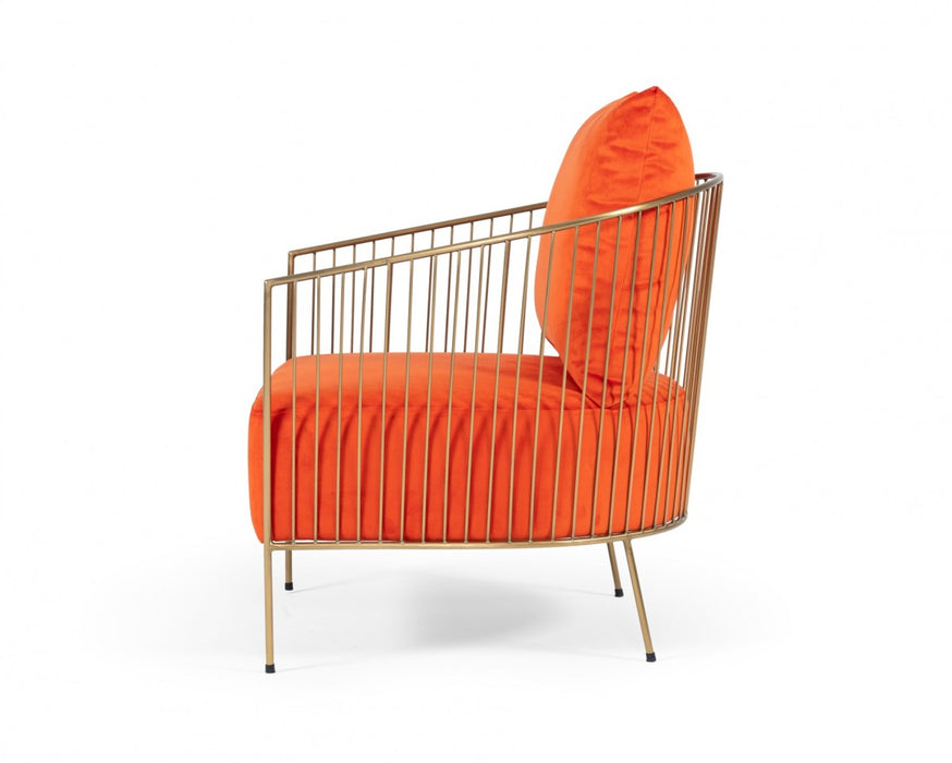 VIG Furniture - Modrest Loveland Glam Orange Velvet Accent Chair - VGMFOC-2214-CH