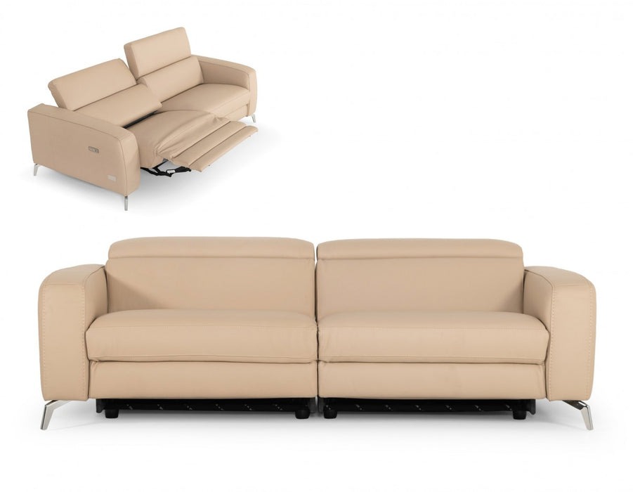 VIG Furniture - Coronelli Collezioni Turin Cappuccino Leather 2-Seater 91" Recliner Sofa - VGCCROMA-SF-CAP-TAN-S