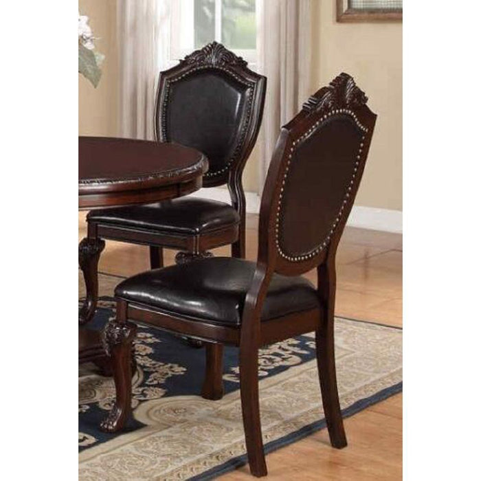 GFD House - Formal Dining Room Table w Leaf 2x Arm Chairs And 6x Side Chairs Brown 9pc Set Dining Table Double Pedestal Base Royal Rectangle Table - GreatFurnitureDeal