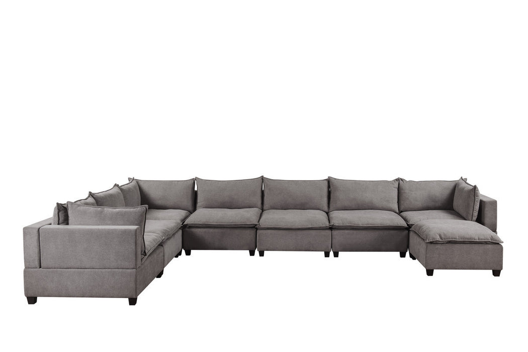 GFD Home - Madison Light Gray Fabric 8 Piece Modular Sectional Sofa Chaise - GreatFurnitureDeal