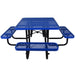 GFD Home - Square Outdoor Steel Picnic Table 46" blue ,with umbrella pole - GreatFurnitureDeal