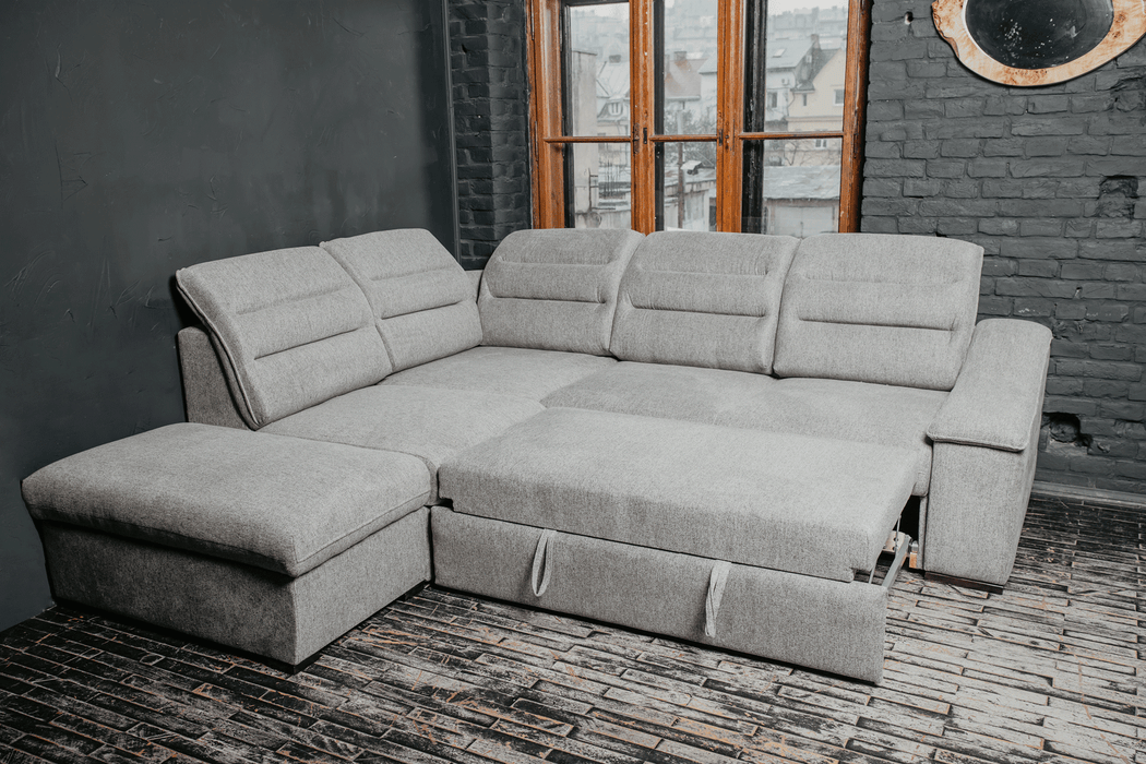 ESF Furniture - Oliver Sectional w/ Bed and Storage in Gray - OLIVERSECTIONAL