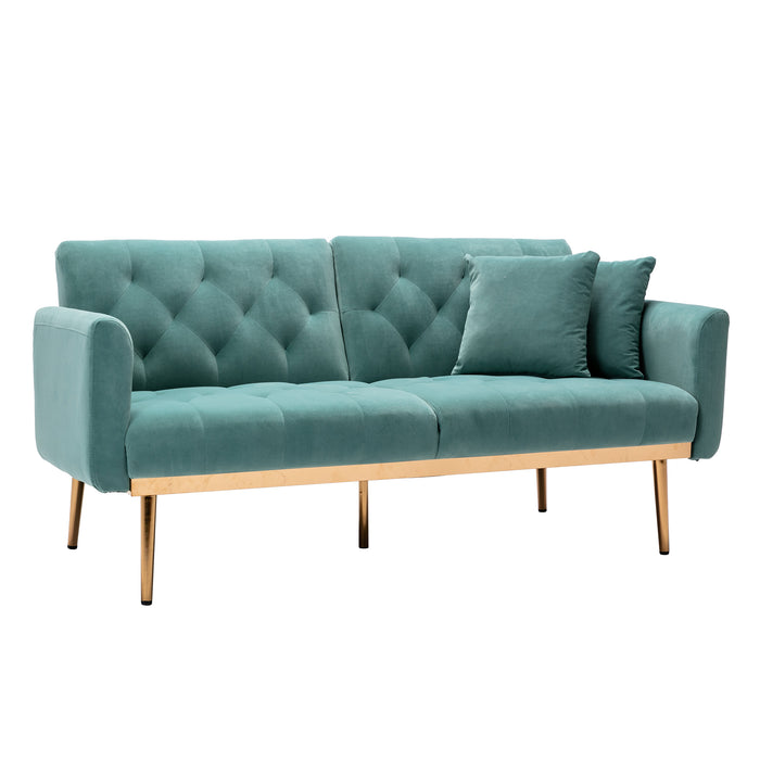 GFD Home - COOLMORE  Velvet  Sofa , Accent sofa .loveseat sofa with rose gold metal feet  and
