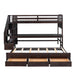 GFD Home - Stairway Twin XL Loft Bed with Twin Size Trundle and 3 Drawers, Storage, Desk, Espresso - GreatFurnitureDeal