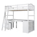 GFD Home - Twin size Loft Bed with Drawers, Cabinet, Shelves and Desk, Wooden Loft Bed with Desk - White(OLD SKU :LP000505AAK) - GreatFurnitureDeal