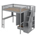 GFD Home - Full size Loft Bed with Bookshelf,Drawers,Desk,and Wardrobe-Gray - GreatFurnitureDeal