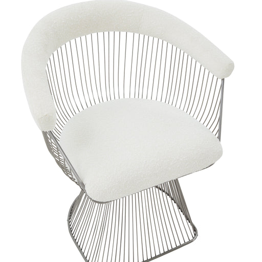 GFD Home - Modrest Chandler Modern White Shepra and Matte Silver Dining Chair - GreatFurnitureDeal