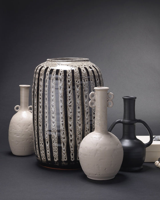 Jamie Young Company - Barnaby Vase in Beige & Black Ceramic - 7BARN-BEBK - GreatFurnitureDeal