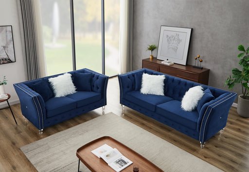 GFD Home - L8085B Two-seat + three-seat sofa navy blue - GreatFurnitureDeal