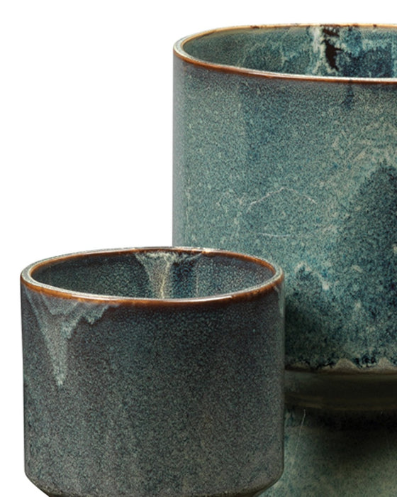 Jamie Young Company - Berkeley Pots in Blue Ceramic (set of 3) - 7BERK-POBL - GreatFurnitureDeal
