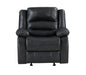 GFD Home - Martin 3 Pc Manual Reclining Sofa set finished with Faux Leather/ Wood in Black - GreatFurnitureDeal