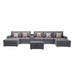 GFD Home - Nolan Gray Linen Fabric 7Pc Double Chaise Sectional Sofa with Interchangeable Legs, Storage Ottoman, Pillows, and a USB, Charging Ports, Cupholders, Storage Console Table - GreatFurnitureDeal