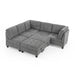 GFD Home - L shape Modular Sectional Sofa，DIY Combination，includes Three Single Chair ，Two Corner and Two Ottoman，Grey Chenille - GreatFurnitureDeal