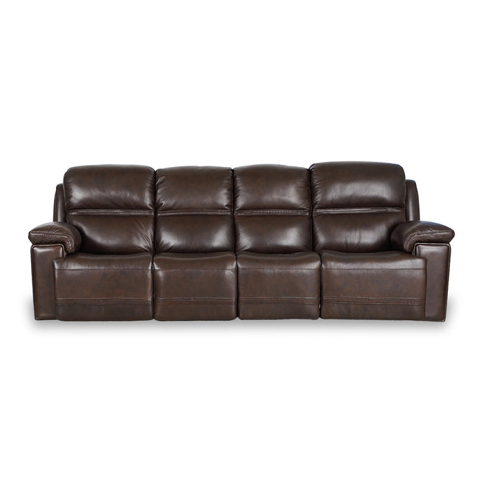 GFD Home - Timo Top Grain Leather Power Reclining Sofa | Adjustable Headrest | Big Size | Cross Stitching - GreatFurnitureDeal