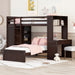 GFD Home - Twin size Loft Bed with a Stand-alone bed, Shelves,Desk,and Wardrobe-Espresso - GreatFurnitureDeal